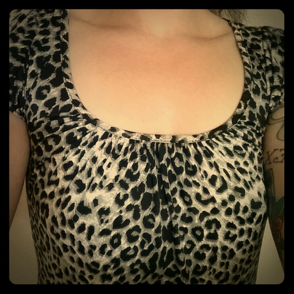 Black white leopard print cutout mini dress